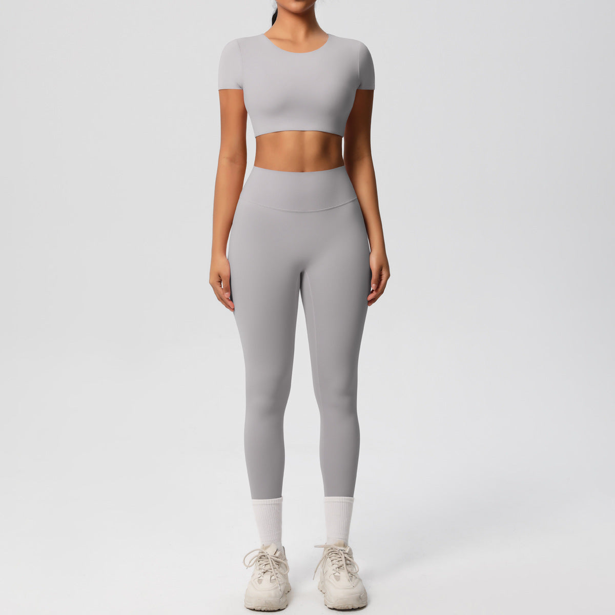 Ensemble de sport deux pièces de yoga pour femmes, couleur unie