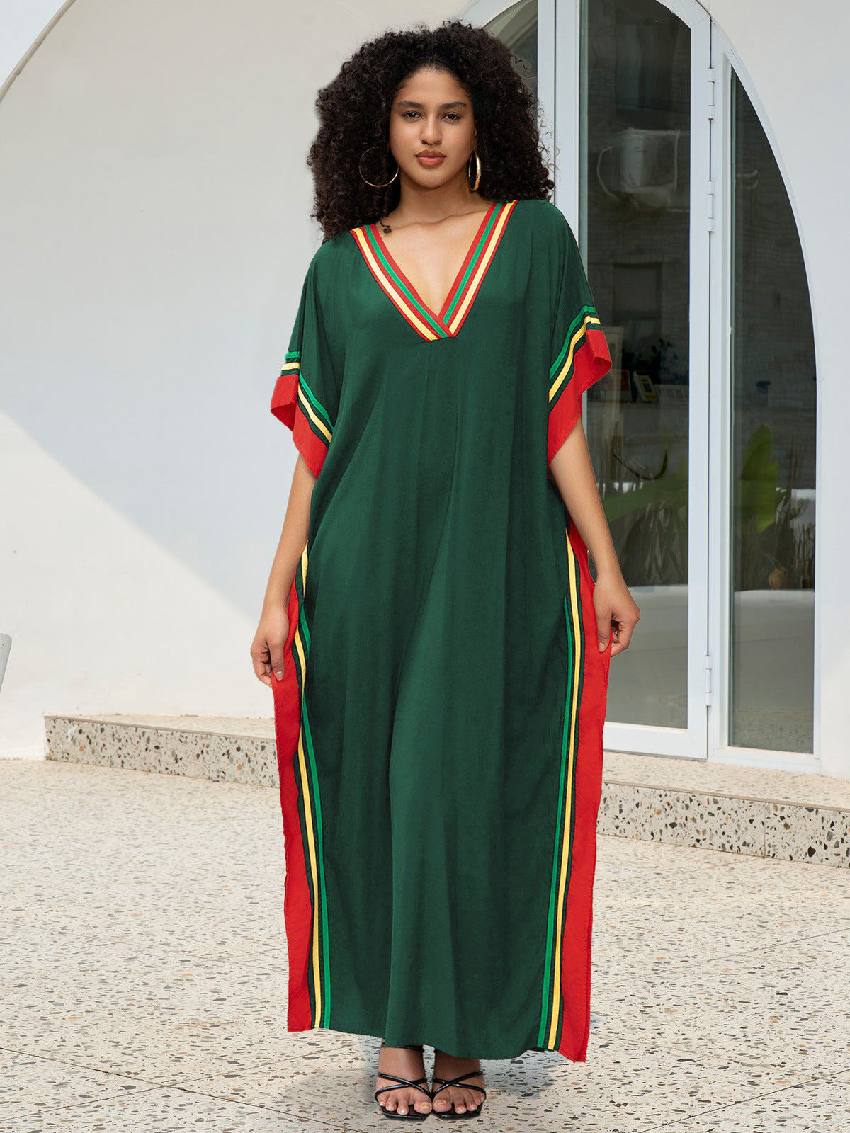 Traje de baño de cuello en V con estampado informal a la moda para mujer