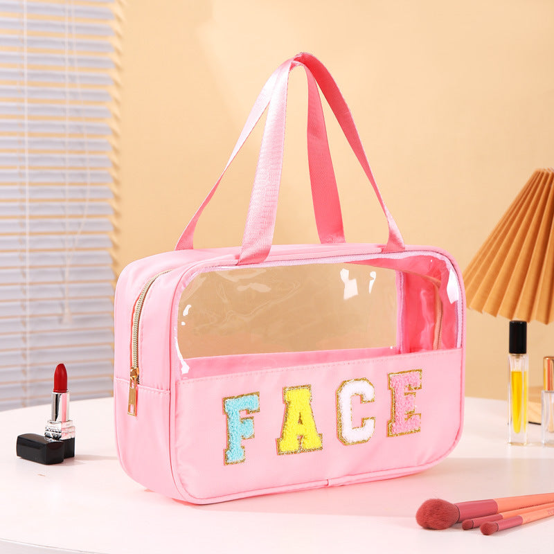 Fashion Transparent PVC Letters Portable Cosmetic Bag