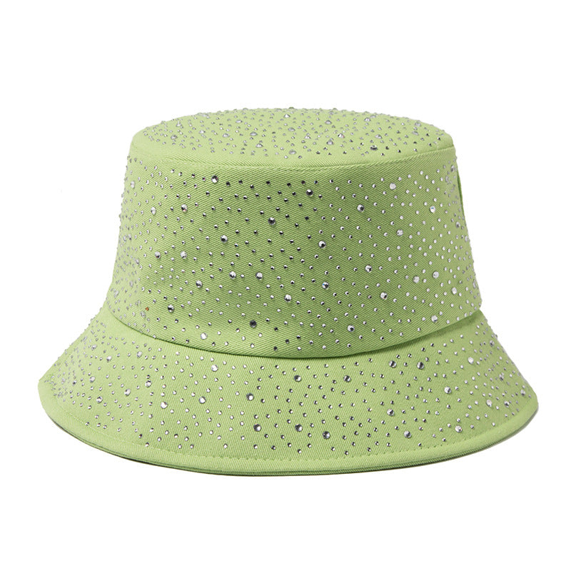Women Simple Fashion Rhinestone Sunshade Bucket Hats