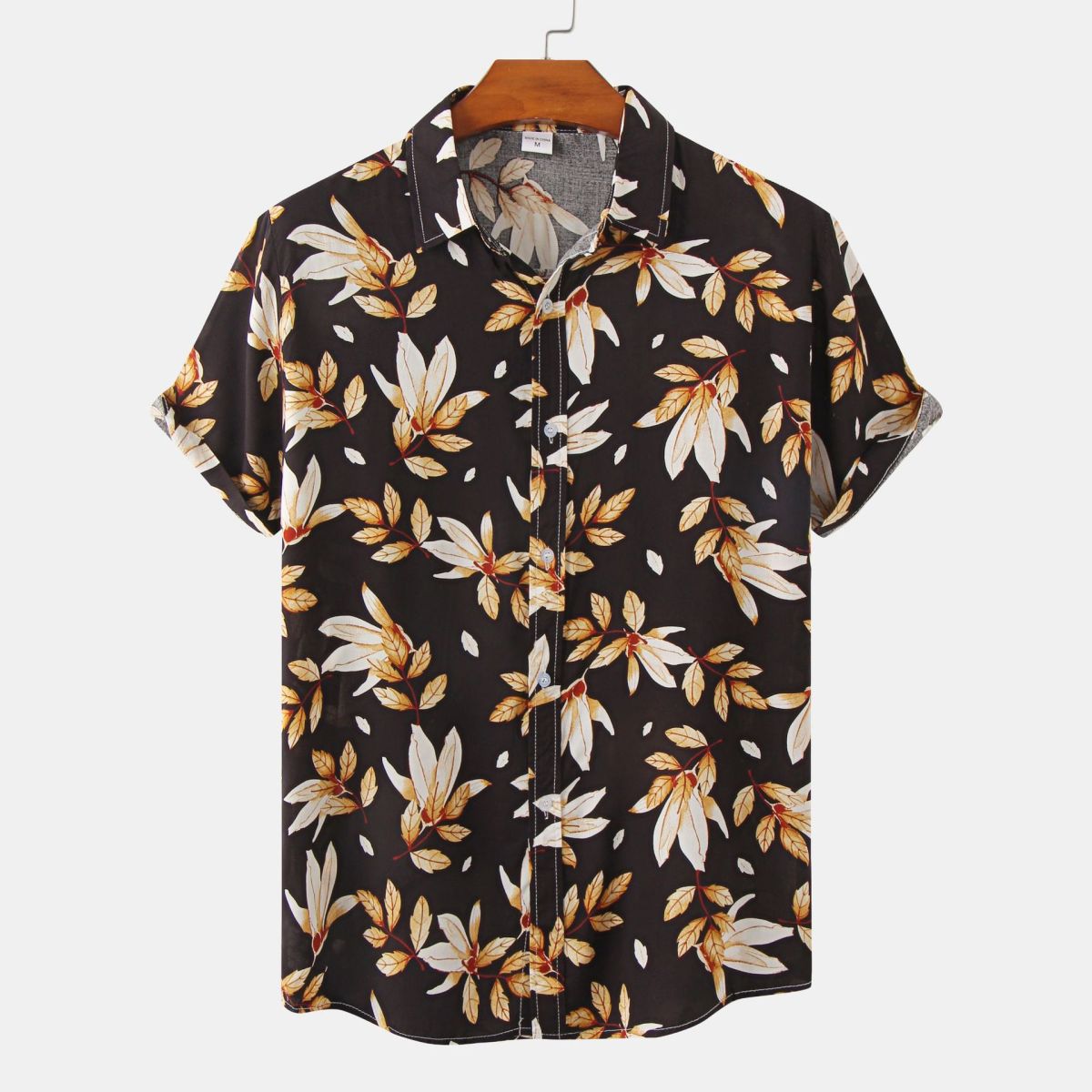 Camisa de verano para hombre con rayas y flores diminutas en 3D