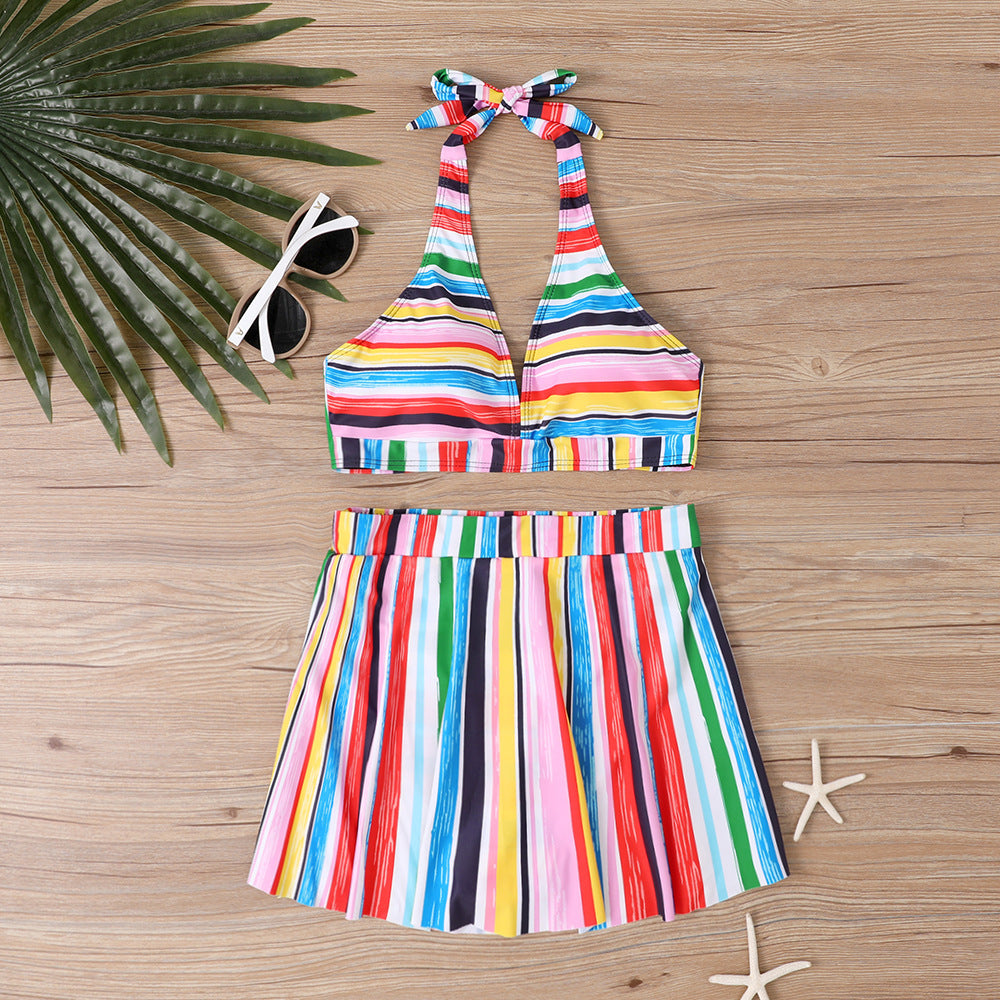 Maillot de bain bikini à lacets et imprimé tendance pour femme