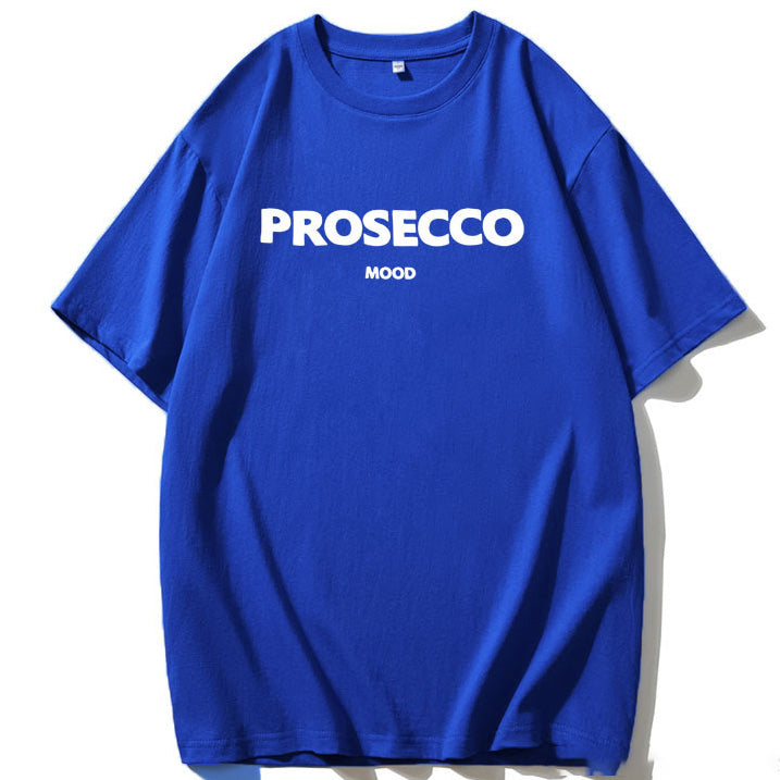 T-shirt décontracté à col rond et imprimé lettres en coton pour femme