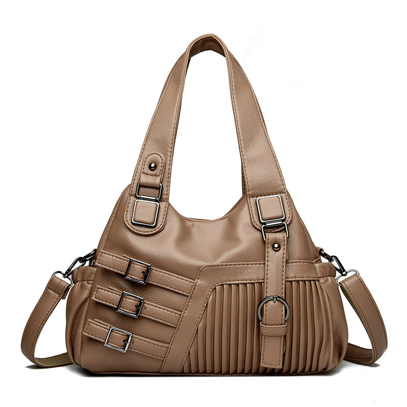 Sac à main en PU de grande capacité, décontracté et tendance, couleur unie, pour femmes