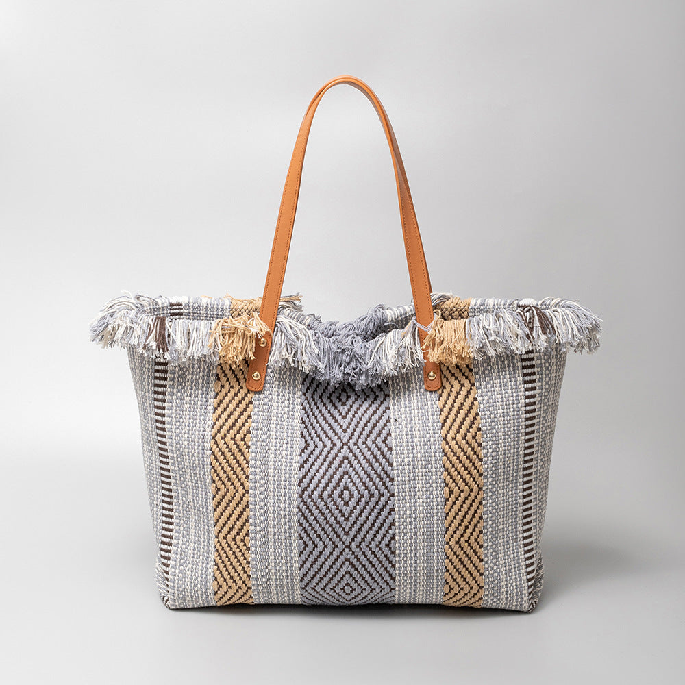Bolso de mano informal con borlas para vacaciones bohemias