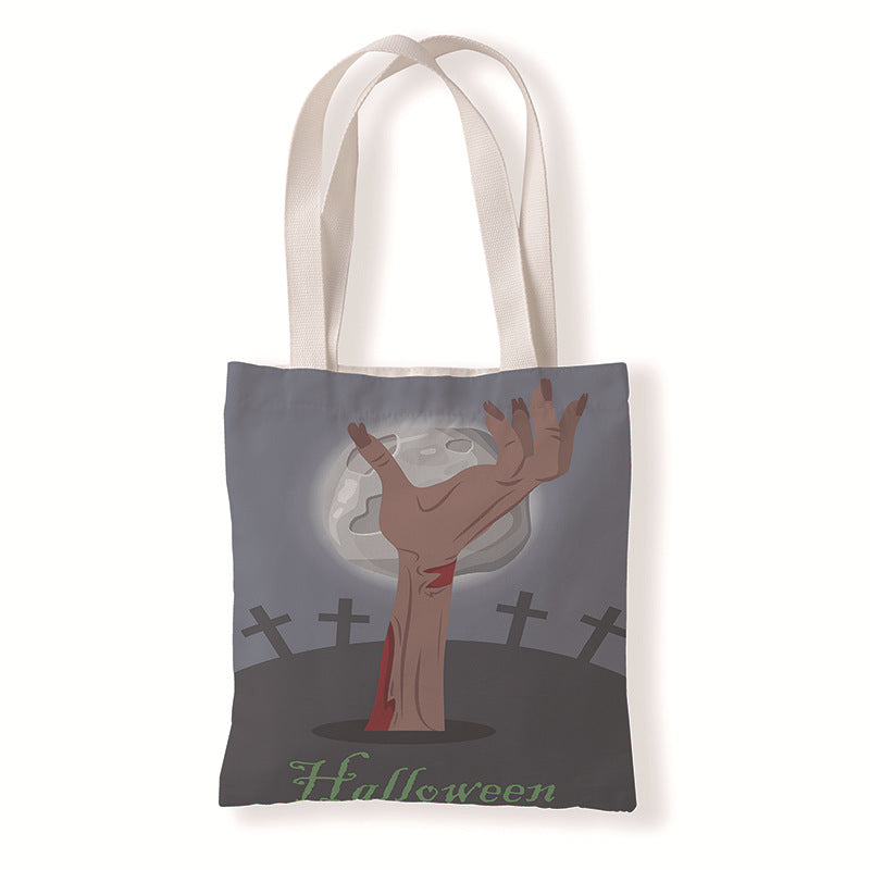 Bolsa de lona con estampado de dibujos animados de Halloween y terror