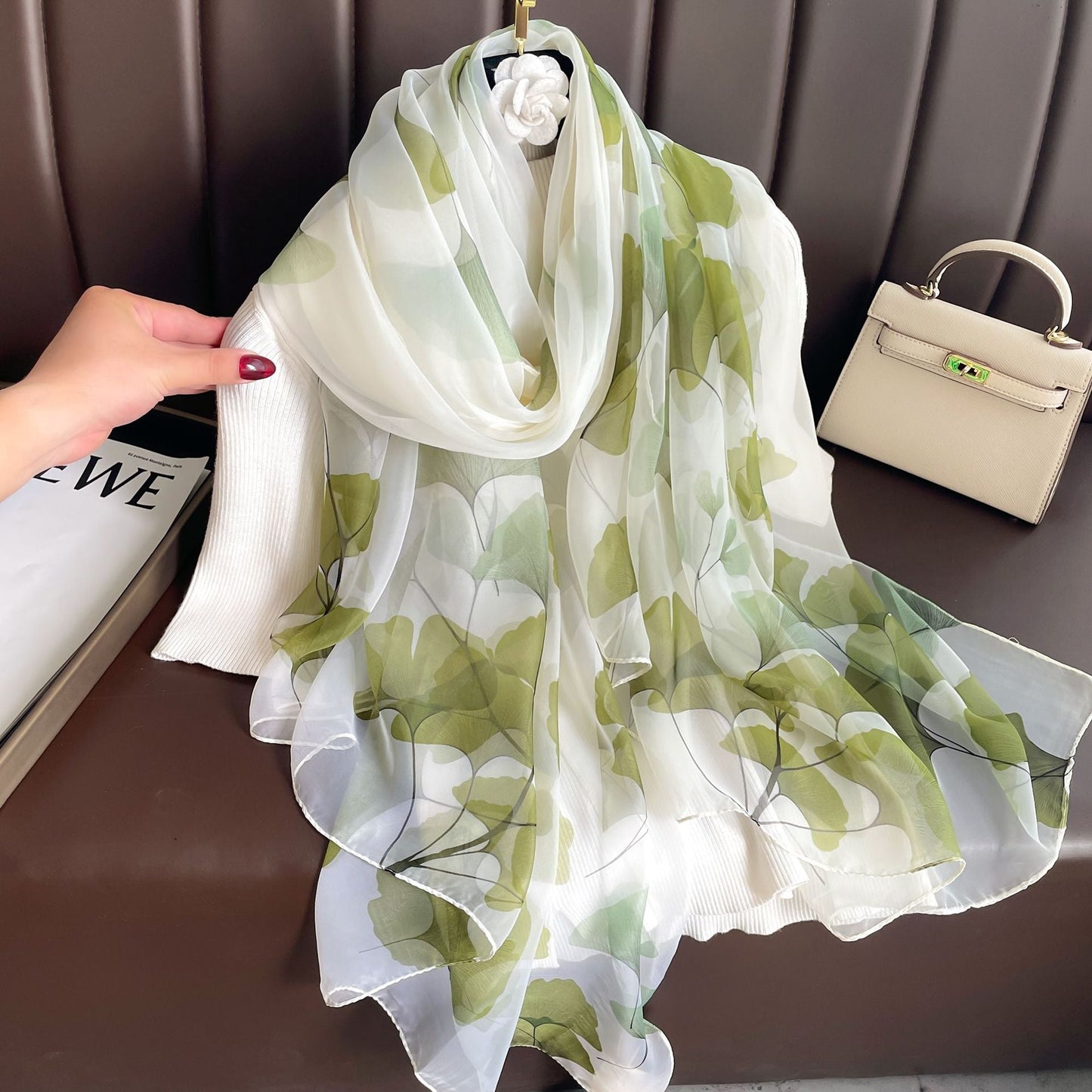 Bufanda de malla con estampado floral de moda de verano para mujer