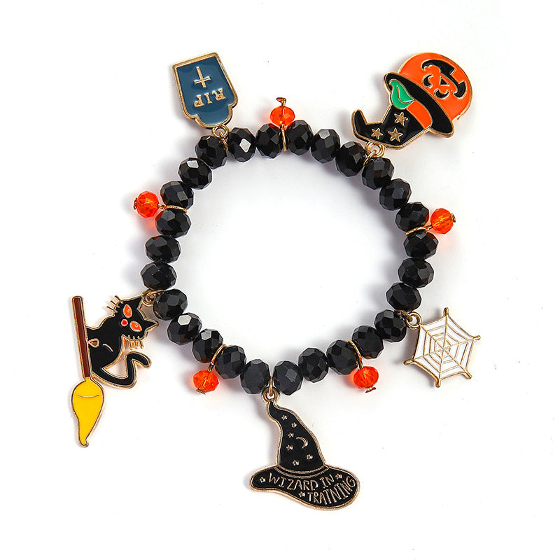 Pulsera fantasma con cabeza de calabaza esmaltada para Halloween