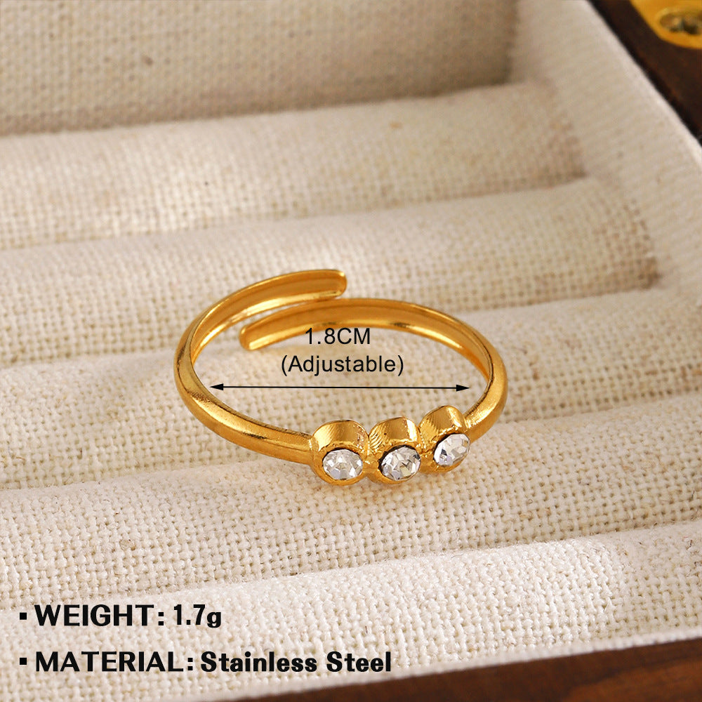 Anillo sencillo con incrustaciones de diamantes de imitación para mujer