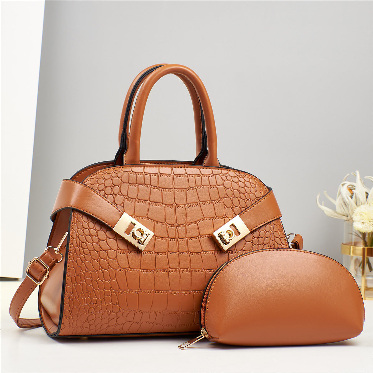 Women Fashion Classic Crocodile Handbag Set