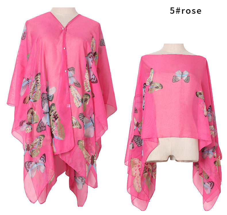 Chal de verano con estampado de mariposas para mujer
