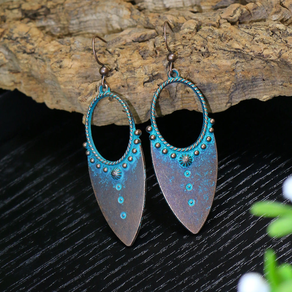 Boucles d'oreilles à pampilles turquoise de style ethnique bohème