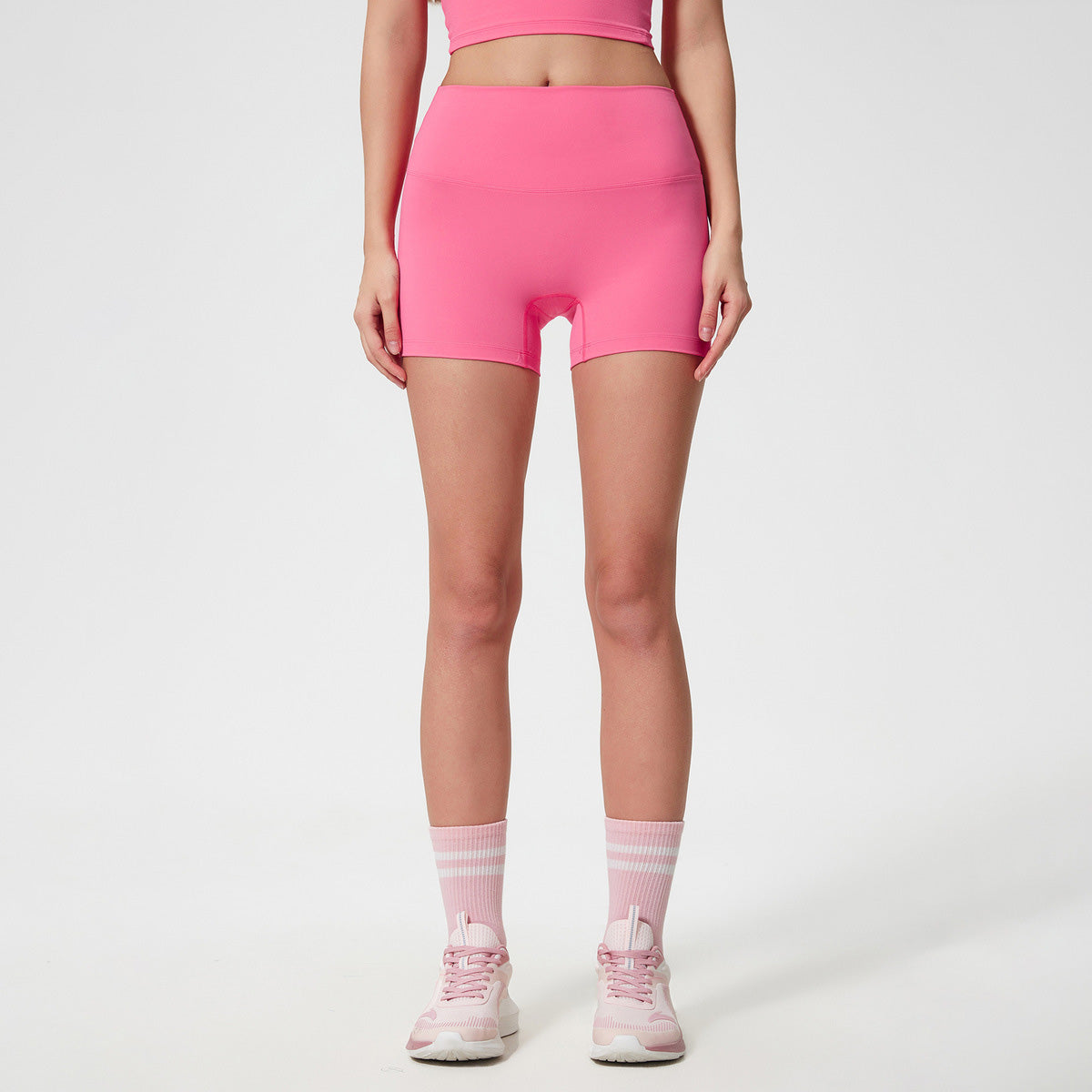 Pantalones cortos de yoga elásticos de color sólido informales a la moda para mujer