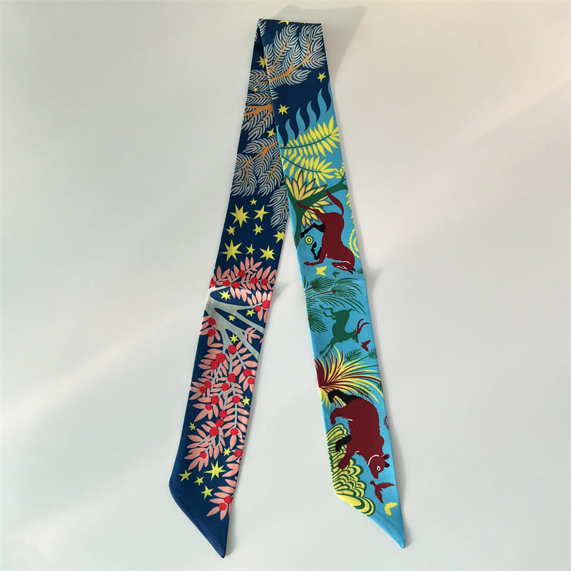 Fashion Printed Ribbon Tie Bag Handle Scarf