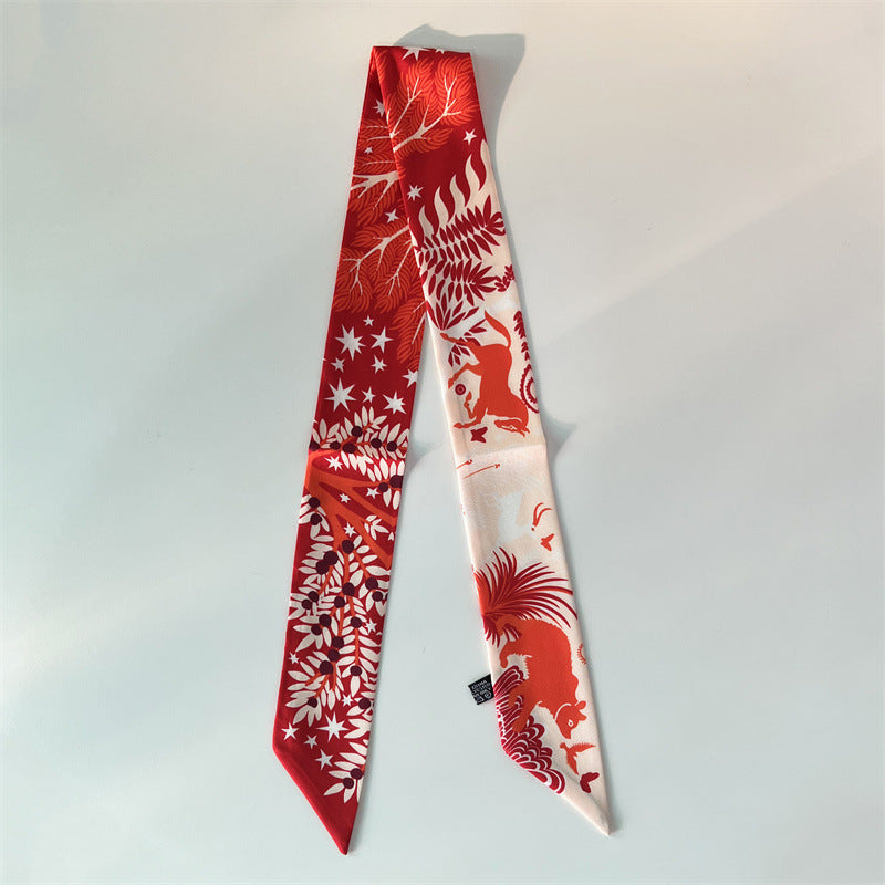 Fashion Printed Ribbon Tie Bag Handle Scarf