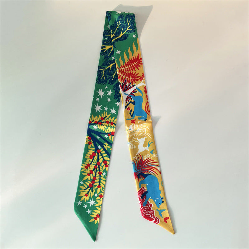 Fashion Printed Ribbon Tie Bag Handle Scarf