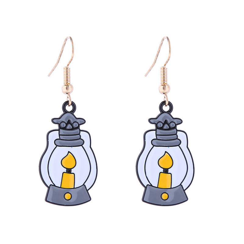 Halloween Women Horror Skull Spider Pumpkin Alloy Earrings