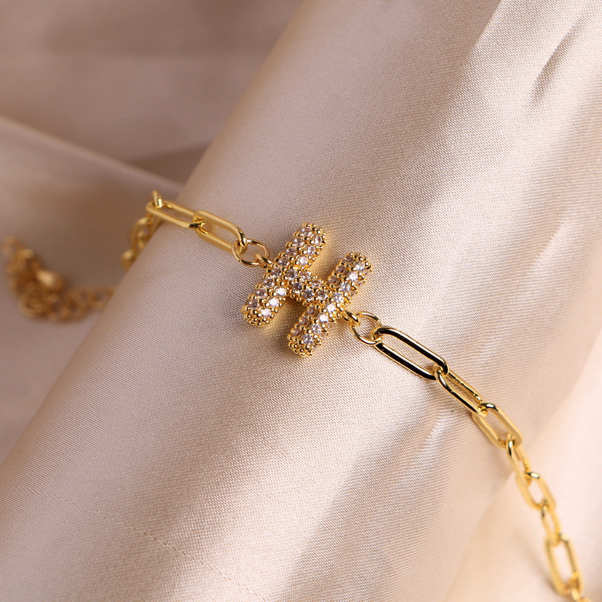 Fashion 26 Zircon Alphabet Clip Chain Bracelet