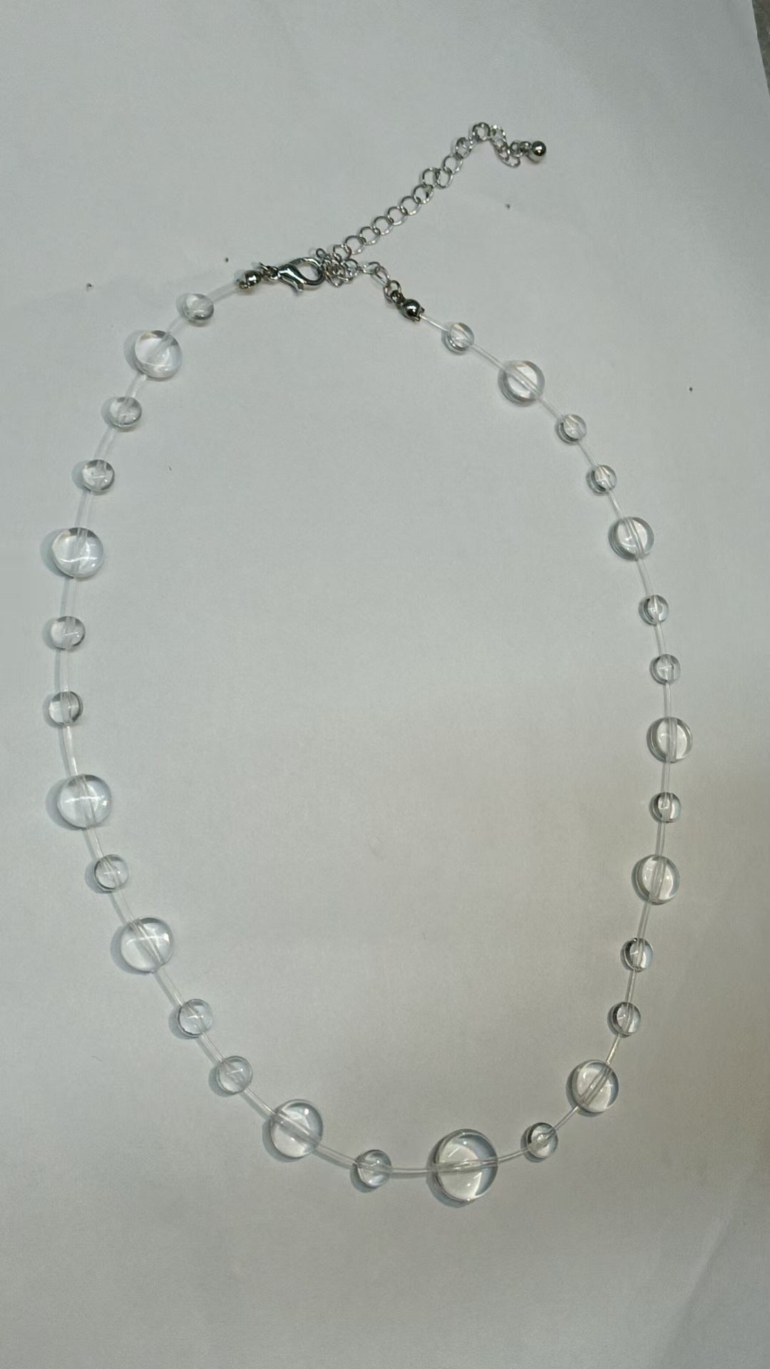 Simple Waterdrop Transparent Beads Tassel Necklace