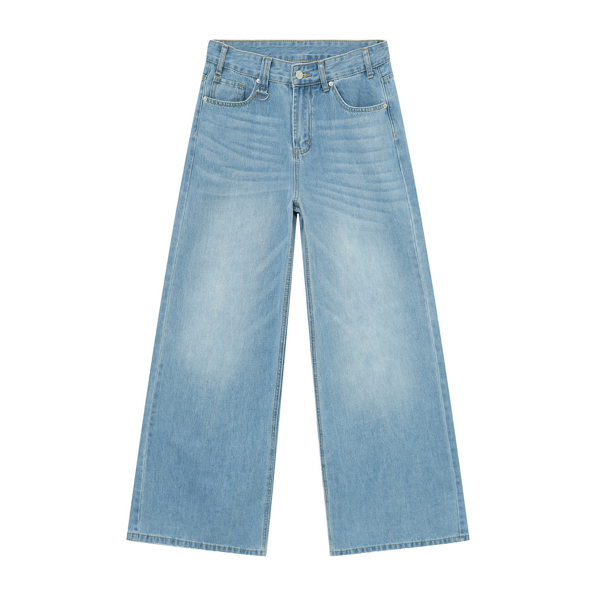 Men's Retro Loose Wide-Leg Jeans Cotton Blend Casual Pants