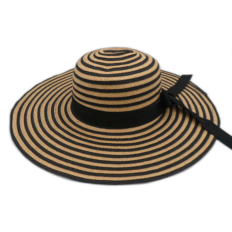 Sombrero de playa de ala grande tejido de paja de moda para mujer