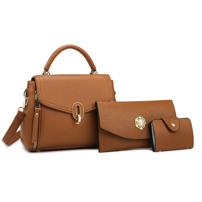 Elegante conjunto de bolso de mano de gran capacidad en color sólido