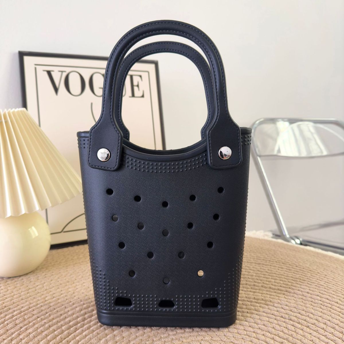Sac fourre-tout Eva de couleur unie, petit, carré, léger et élégant