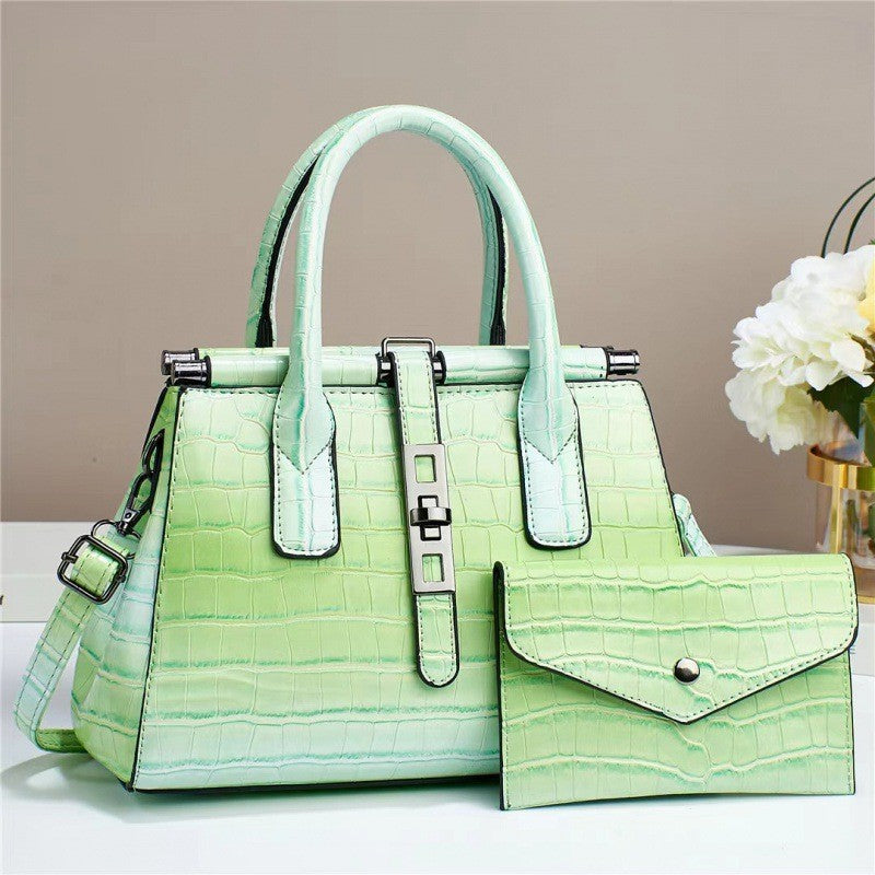 Women Fashionable Bright Leather Large Capacity Handbag