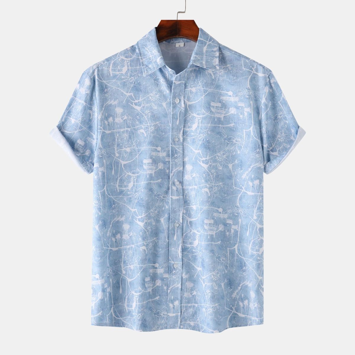 Men Summer Leisure Vacation 3D Flower Print Shirt