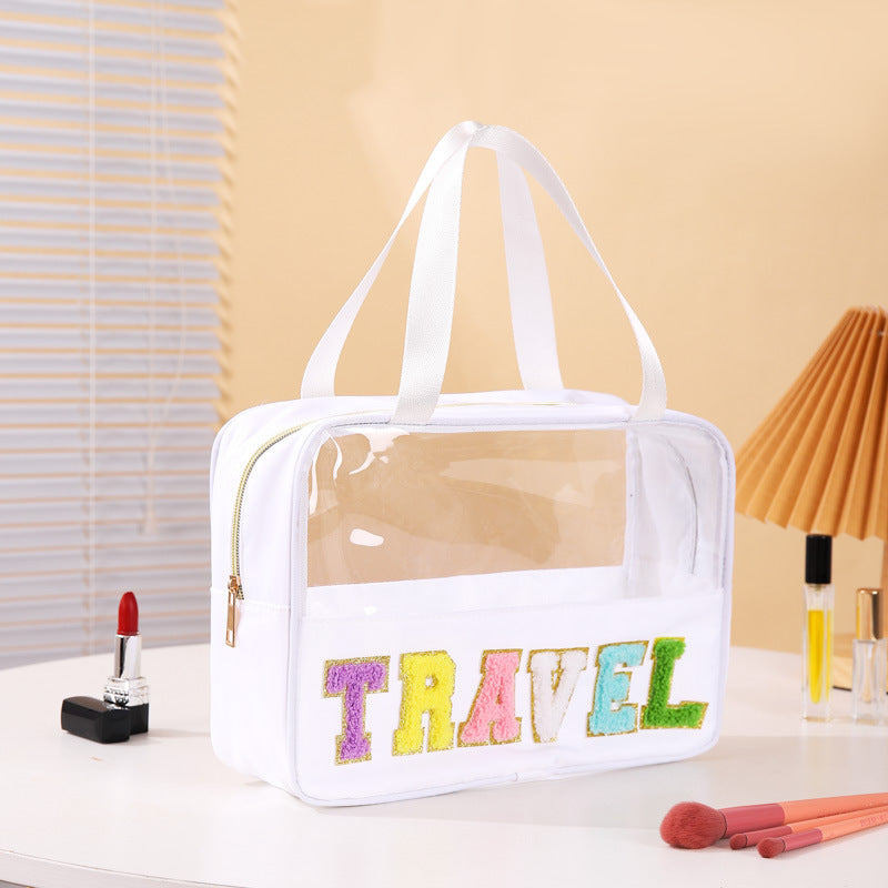 Fashion Transparent PVC Letters Portable Cosmetic Bag