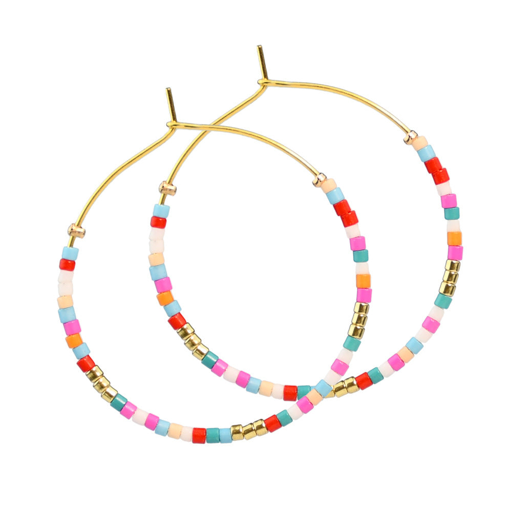 Boucles d'oreilles bohèmes multicolores en perles pour femmes