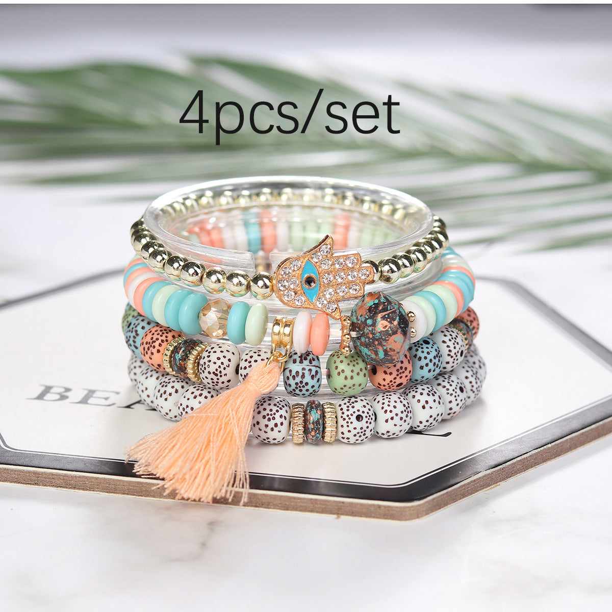 Pulsera con borlas de cuentas de estilo étnico vintage bohemio