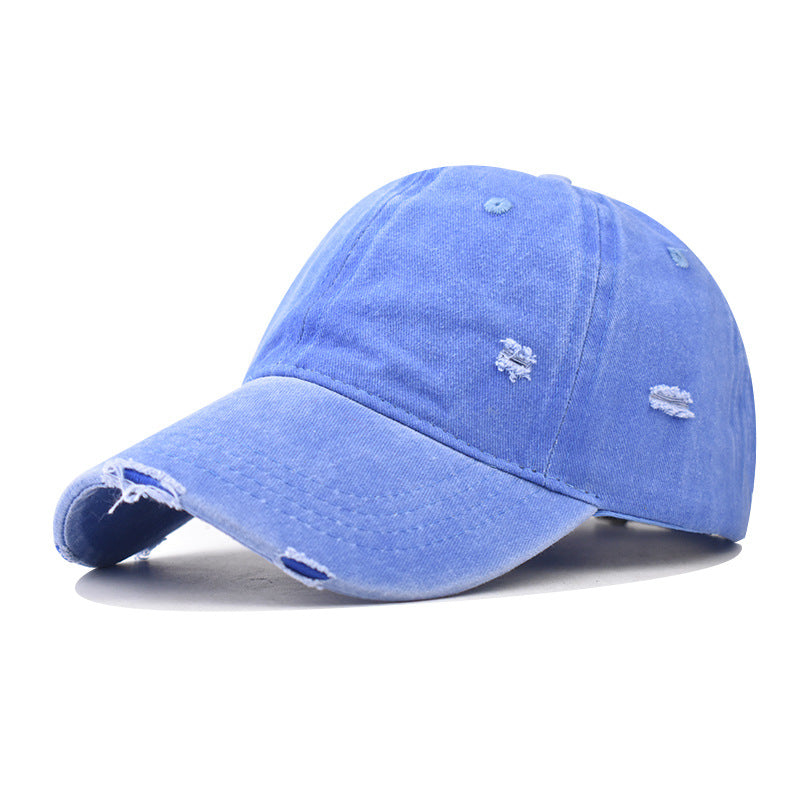 Fashion Casual Solid Color Ripped Baseball Cap Cotton Unisex Style