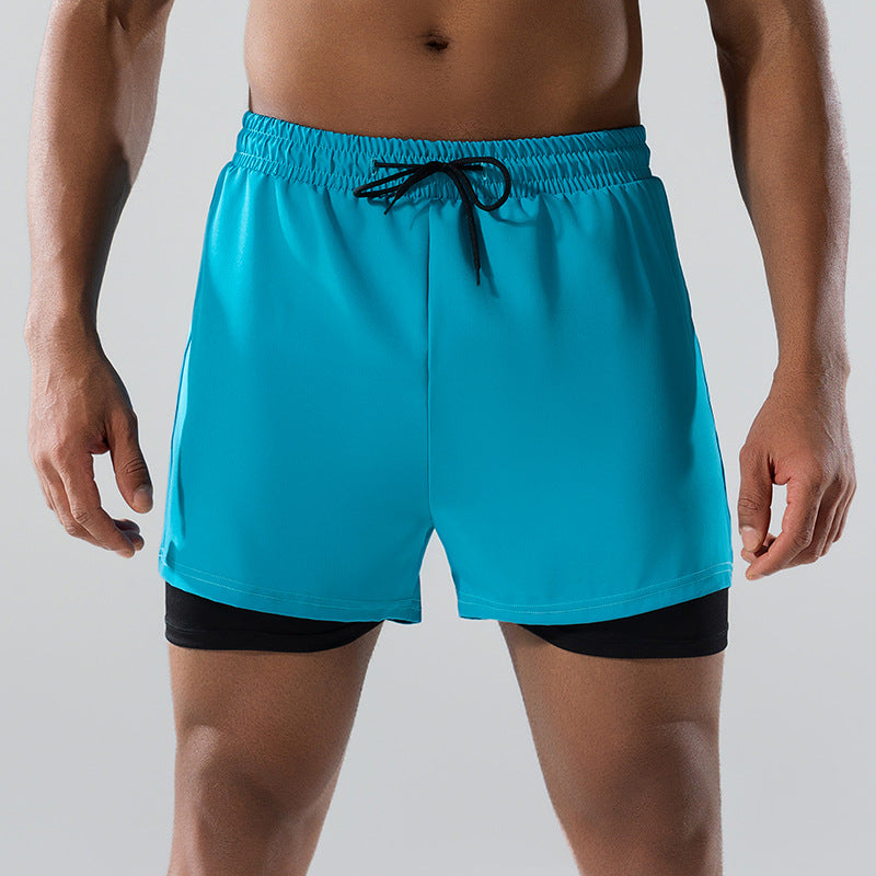 Men Fashion Casual Double-Layer Quick-Drying Swimming Trunks