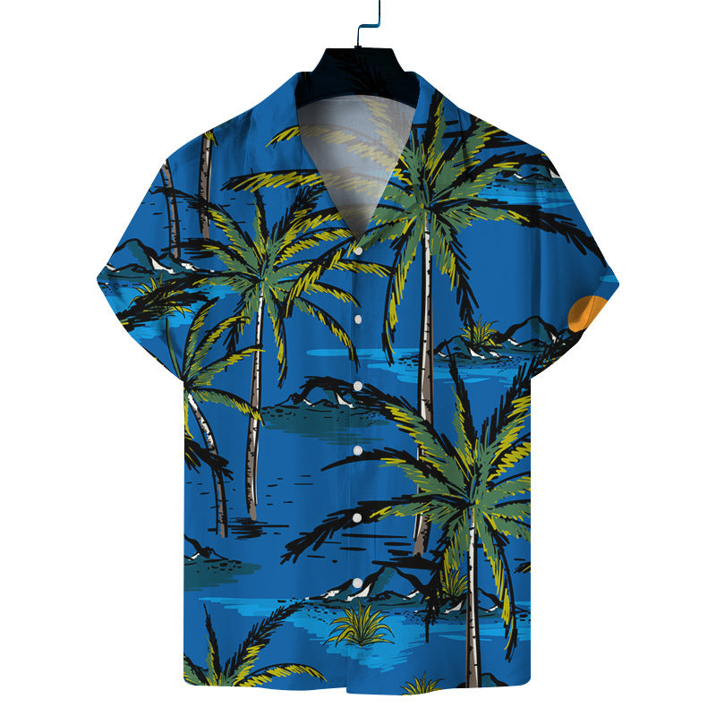 Men Fashion Casual Vacation 3D Palm Tree Print Shirt