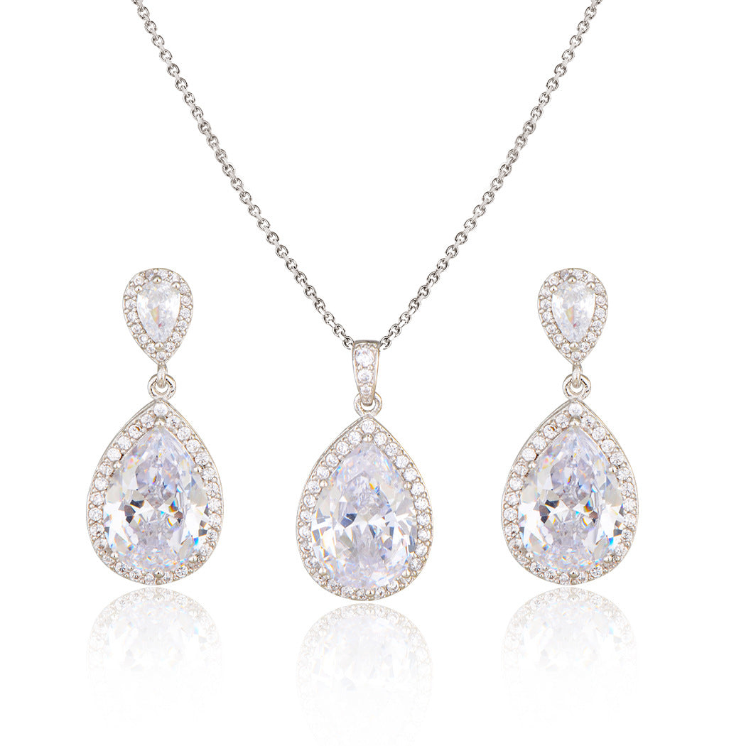 Ensemble collier et boucles d'oreilles en zircon pour femme, bijoux tendance