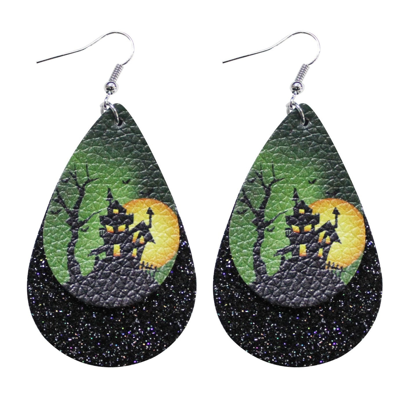 Pendientes de calavera con purpurina para Halloween para mujer