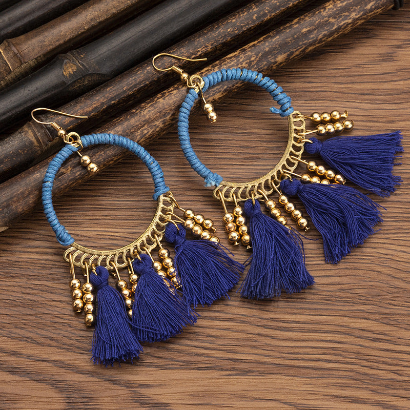Pendientes con borlas retro de estilo étnico bohemio