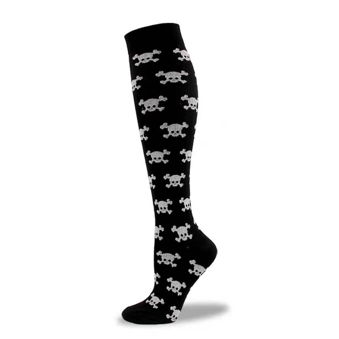 Chaussettes mollet en nylon à la mode, amusantes, sport, Halloween, crâne