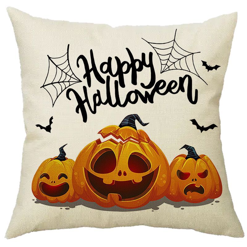 Halloween Pumpkin Skull Print Linen Sofa Cushion Cover