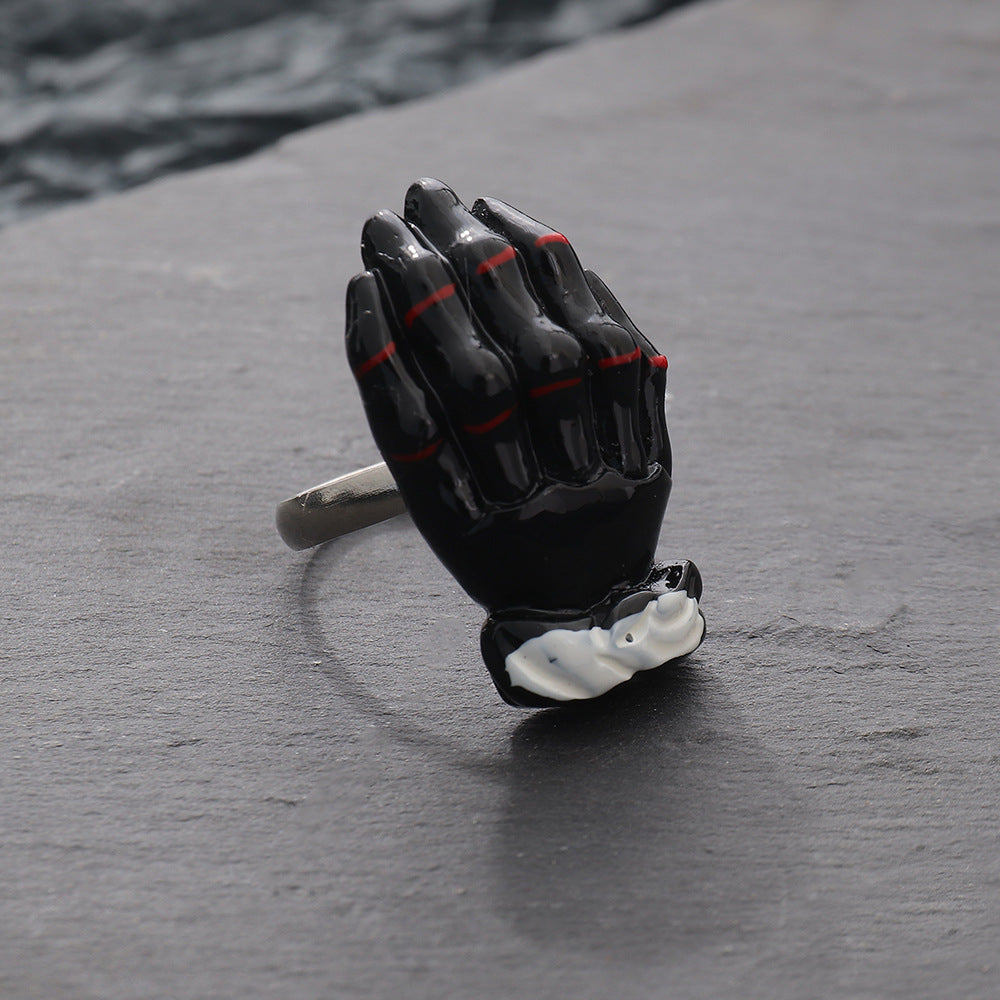 Anillos de sombrero con interruptor de calabaza, fantasma, gato y murciélago para mujer de Halloween