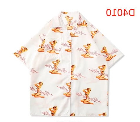 Camisa informal vintage con estampado floral hawaiano para hombre
