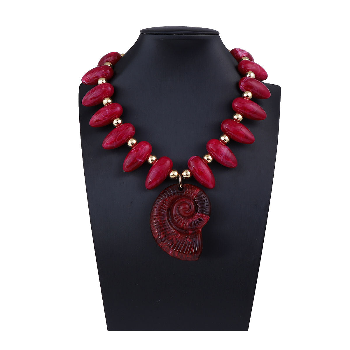 Women Fashion Exaggerated Vacation Multicolor Beaded Conch Pendant Sea Necklace