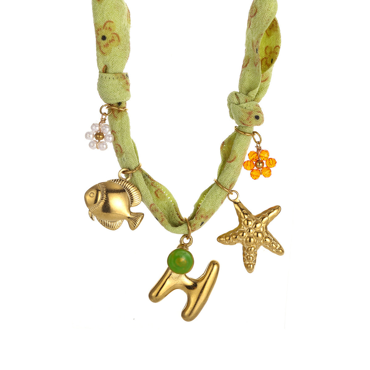 Collares de seda con colgante de letras inglesas y aceite de gota hechos a mano para mujer