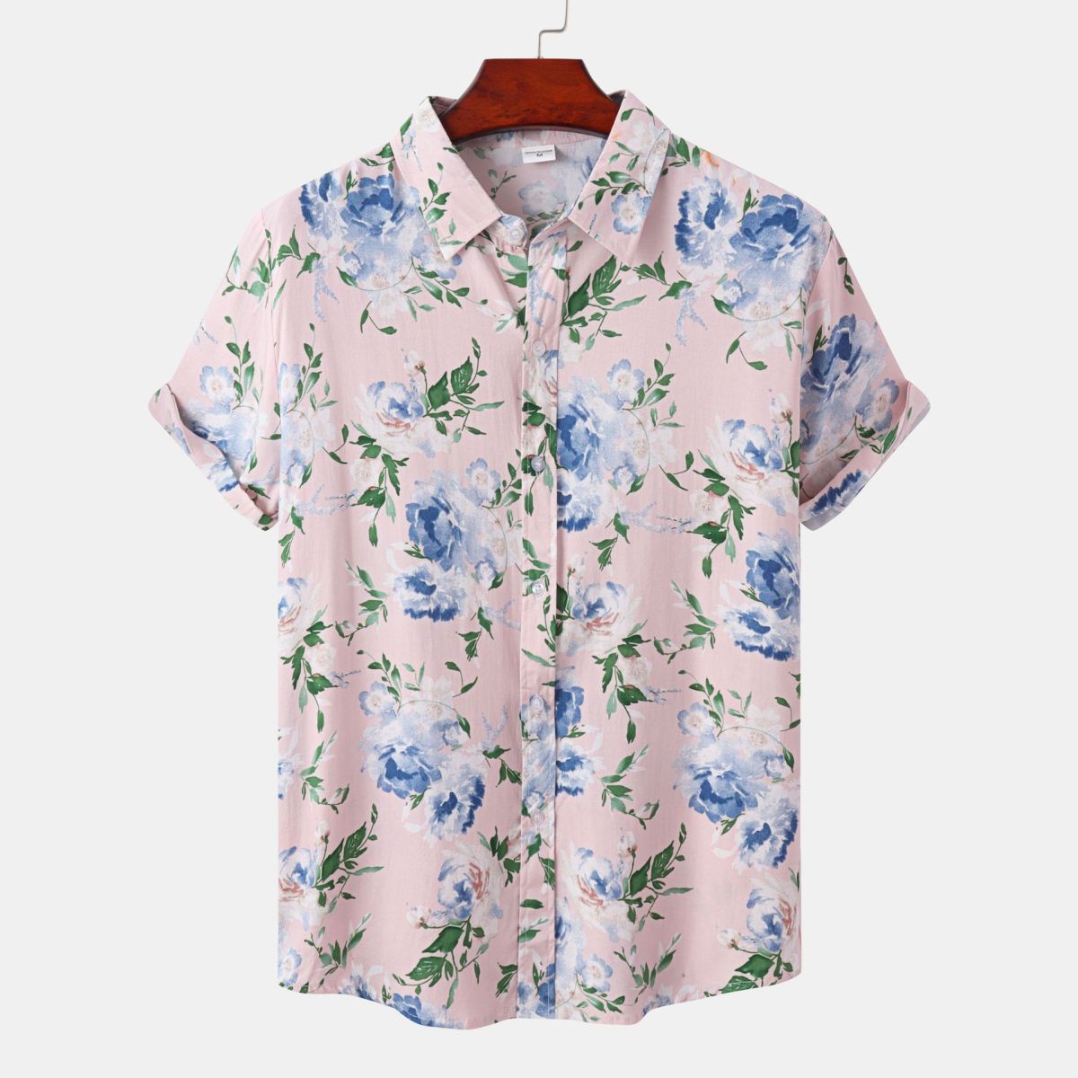 Camisa informal de vacaciones para hombre con estampado de flores diminutas en 3D