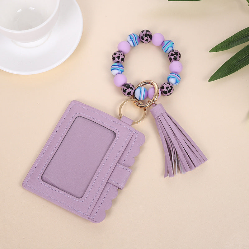 Fashion Printed Silicone Bead Tassels Bracelet Wallet