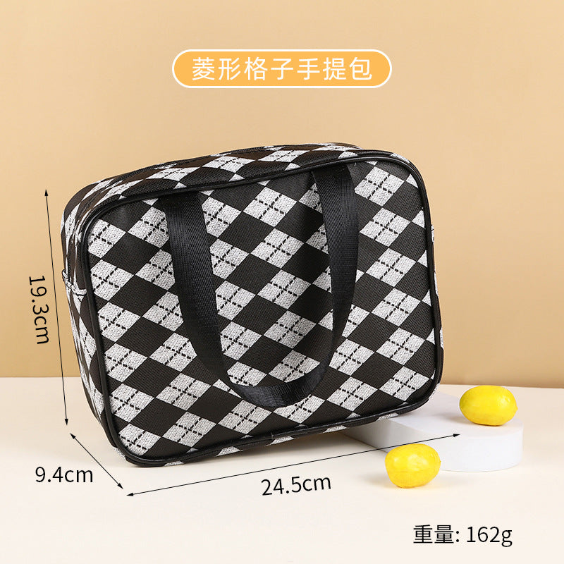 Bolsa de cosméticos impermeable con diseño de pata de gallo