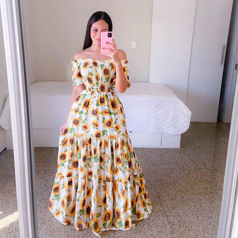 Summer Vacation Women's Rainbow Floral Maxi Dress