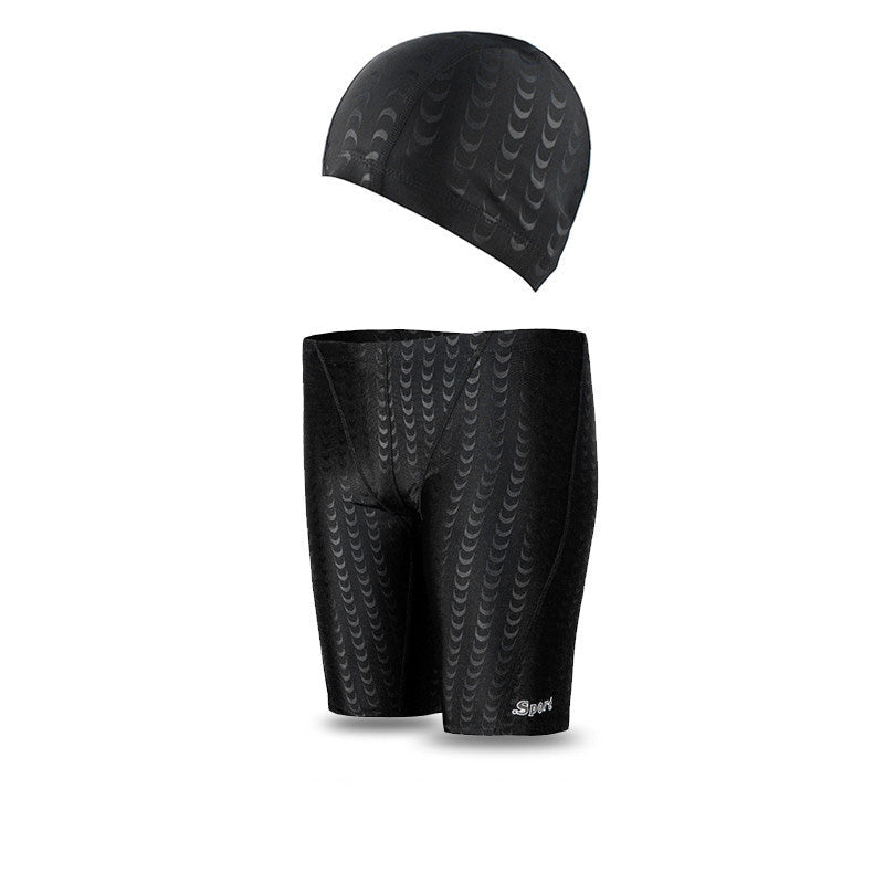 Men Casual Printed Quick-Drying Swimming Cap Set