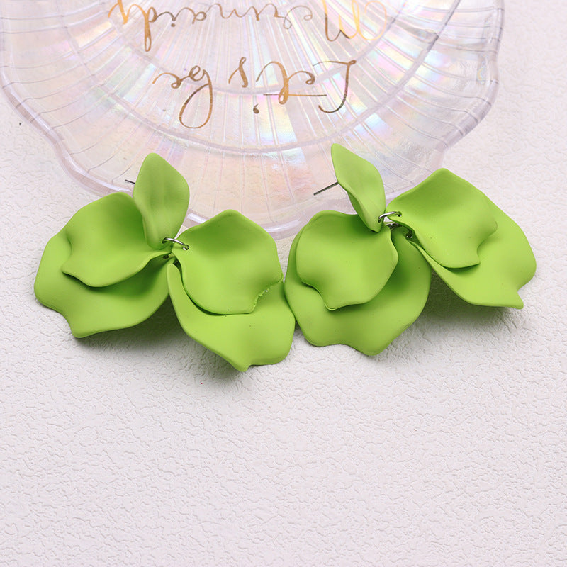 Bohemian Solid Color Petal Tassel Acrylic Earrings